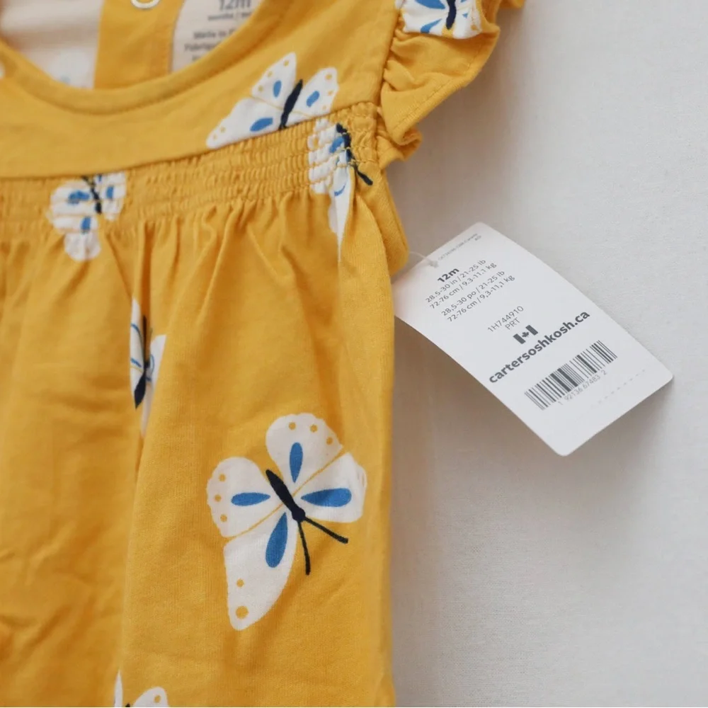 Set of 4 baby girl clothes 12m infant Carter's shorts bodysuits top new NWOT